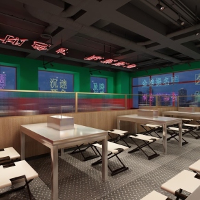 现代国潮烧烤店3D模型下载